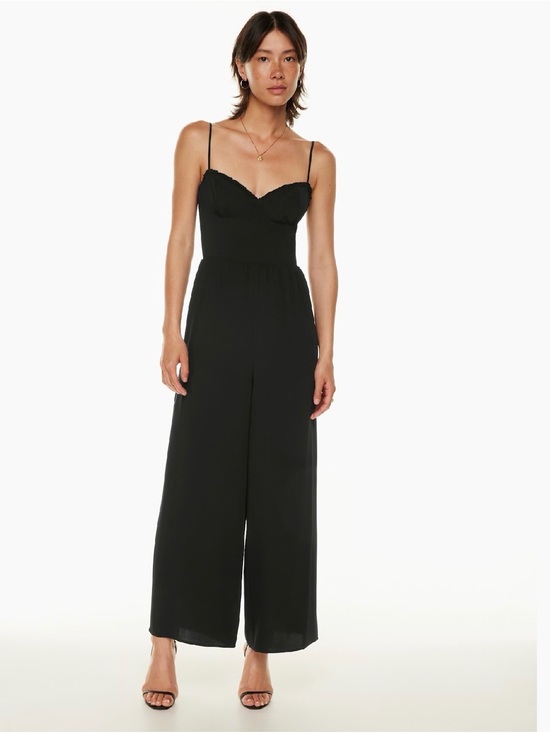 Aritzia Pants - NWT Aritzia Wilfred Fable Jumpsuit Black Wide Leg Ruffle Bustier Size 4